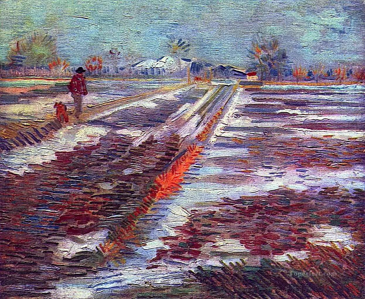 Paisaje con nieve Vincent van Gogh Pintura al óleo